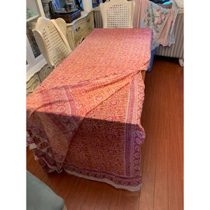 Vintage boho Table Linens One Size Orange Pink Floral Pattern